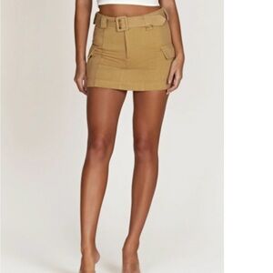MESHKI Ferne Cargo Mini Skirt Beige Tan Small